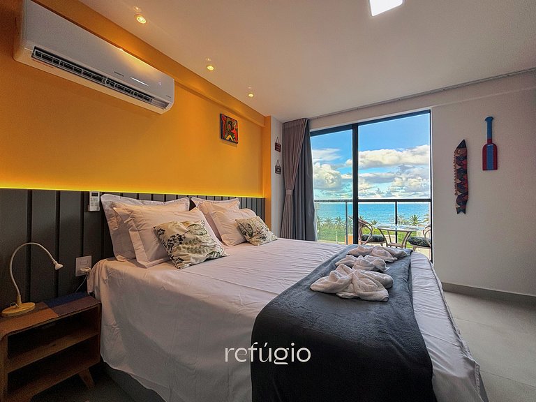 Vista Mar Incrível + Varanda | 200m da Praia